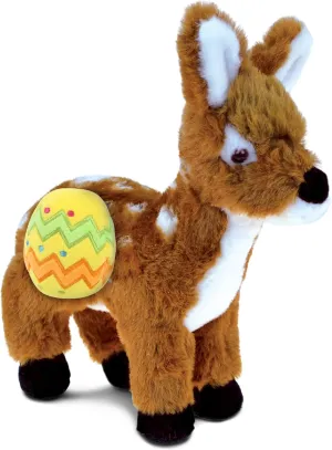 DolliBu Standing Deer with Yellow Easter Egg Plush and Name Personalization - Cute Stuffed Animals for Easter Basket, Easter Egg Stuffed Animal Spring Toys for Girls, Boy, Baby - 10 Inches