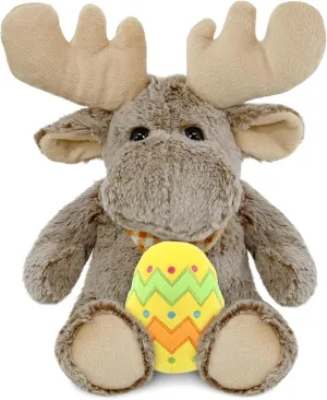 DolliBu Super Soft Sitting Moose with Yellow Easter Egg Plush - Perfect Moose Stuffed Animals for Easter Basket, Cute Easter Egg Stuffed Animal Spring Toys for Girls, Boys, and Babies - 11 Inches