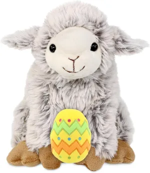 DolliBu Super Soft Squat Sheep with Yellow Easter Egg Plush and Name Personalization - Cute Stuffed Animals for Easter Basket, Easter Egg Stuffed Animal Spring Toys for Girls, Boy, Baby - 9.5 Inches