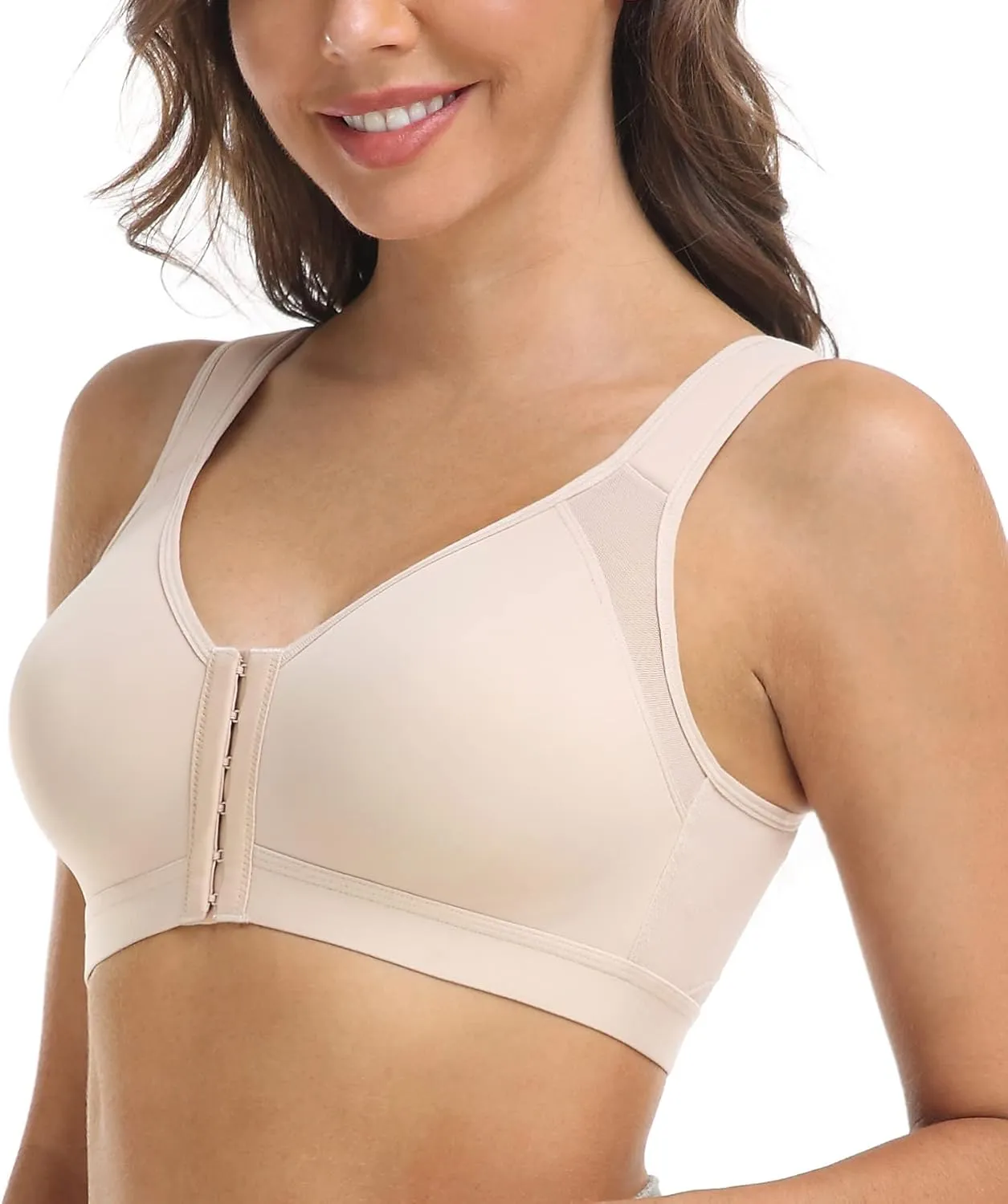 DotVol Women's Comfort Front Closure Back Support Full Coverage Non Padded Wirefree Everyday Bra