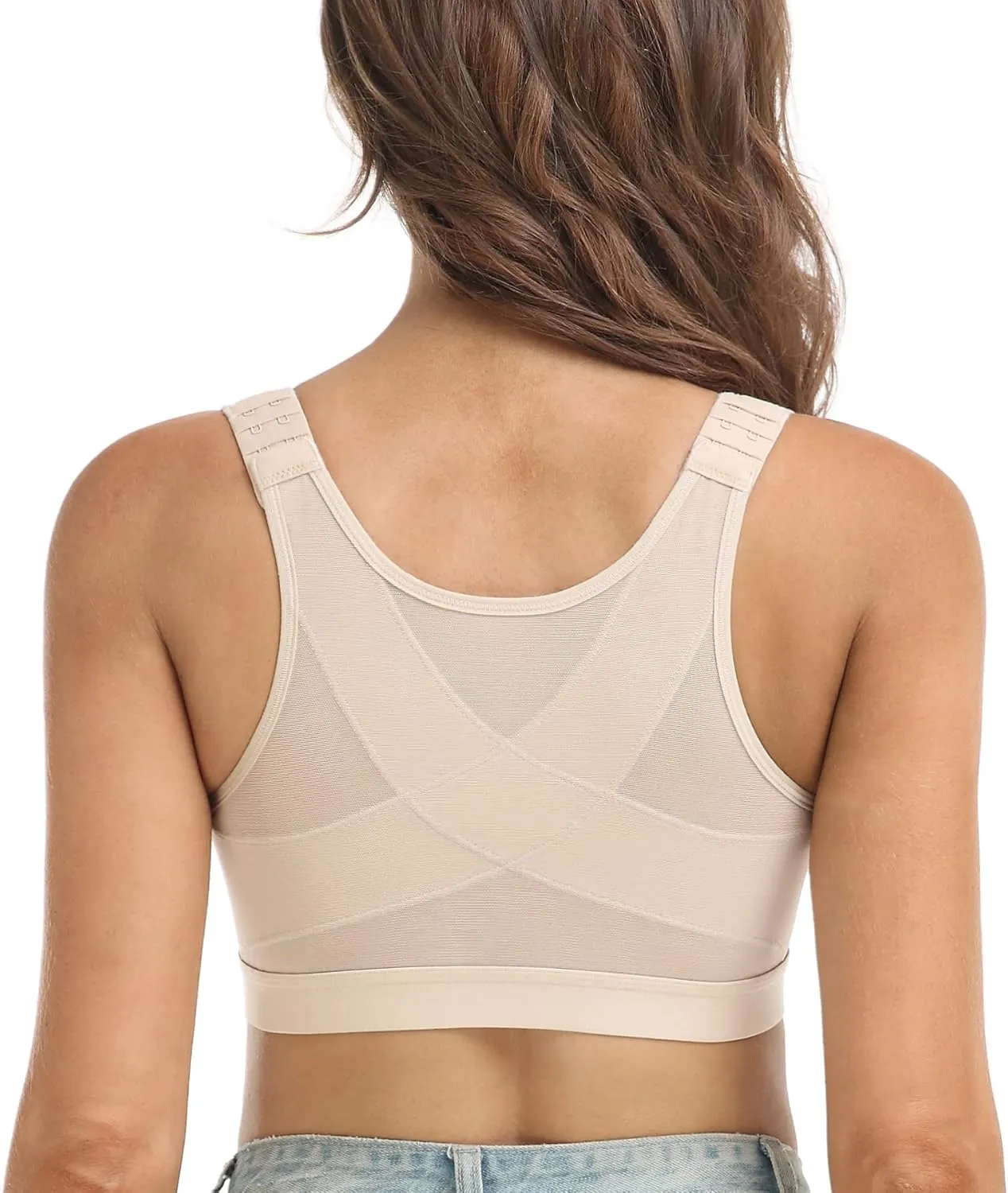 DotVol Women's Comfort Front Closure Back Support Full Coverage Non Padded Wirefree Everyday Bra