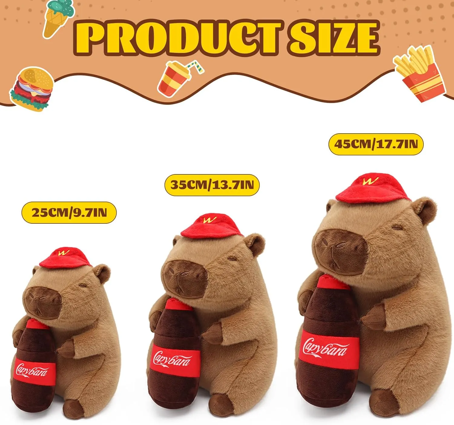 Drink Capybara Plush 9.5inch, Cute Capybara Stuffed Animal Giant Capibara Plushies Pillow Toy Gifts for Boys Girls Kids