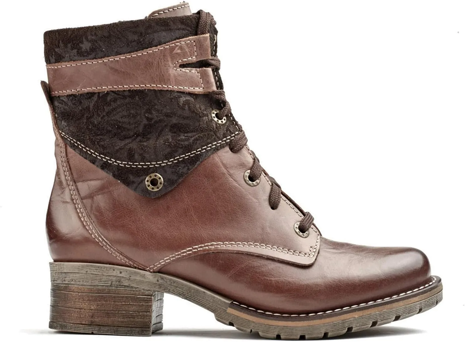 Dromedaris Women's Kara Combat Lace-up Comfort Boot with Inside Zip