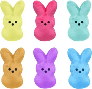 Easter Bunny Plush Toys 6Pcs Easter Peep Plush Cute Animal Bunny Stuffed Doll Toy Easter Basket Stuffers Toys for Kids