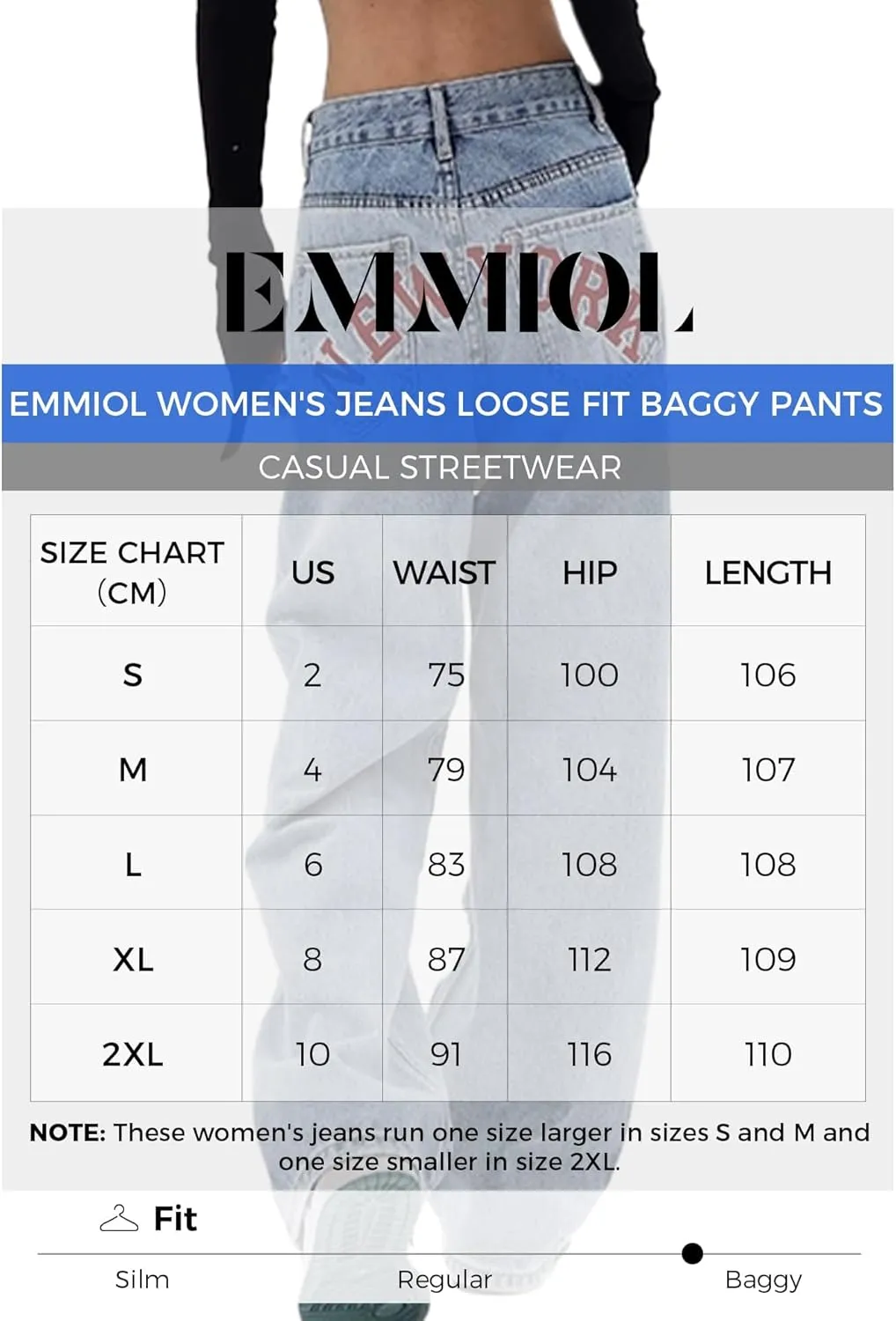 EMMIOL Women's Baggy Boyfriend Jeans Wide Leg High Rise Dark Wash Vintage Jeans Y2K Street Denim Pants
