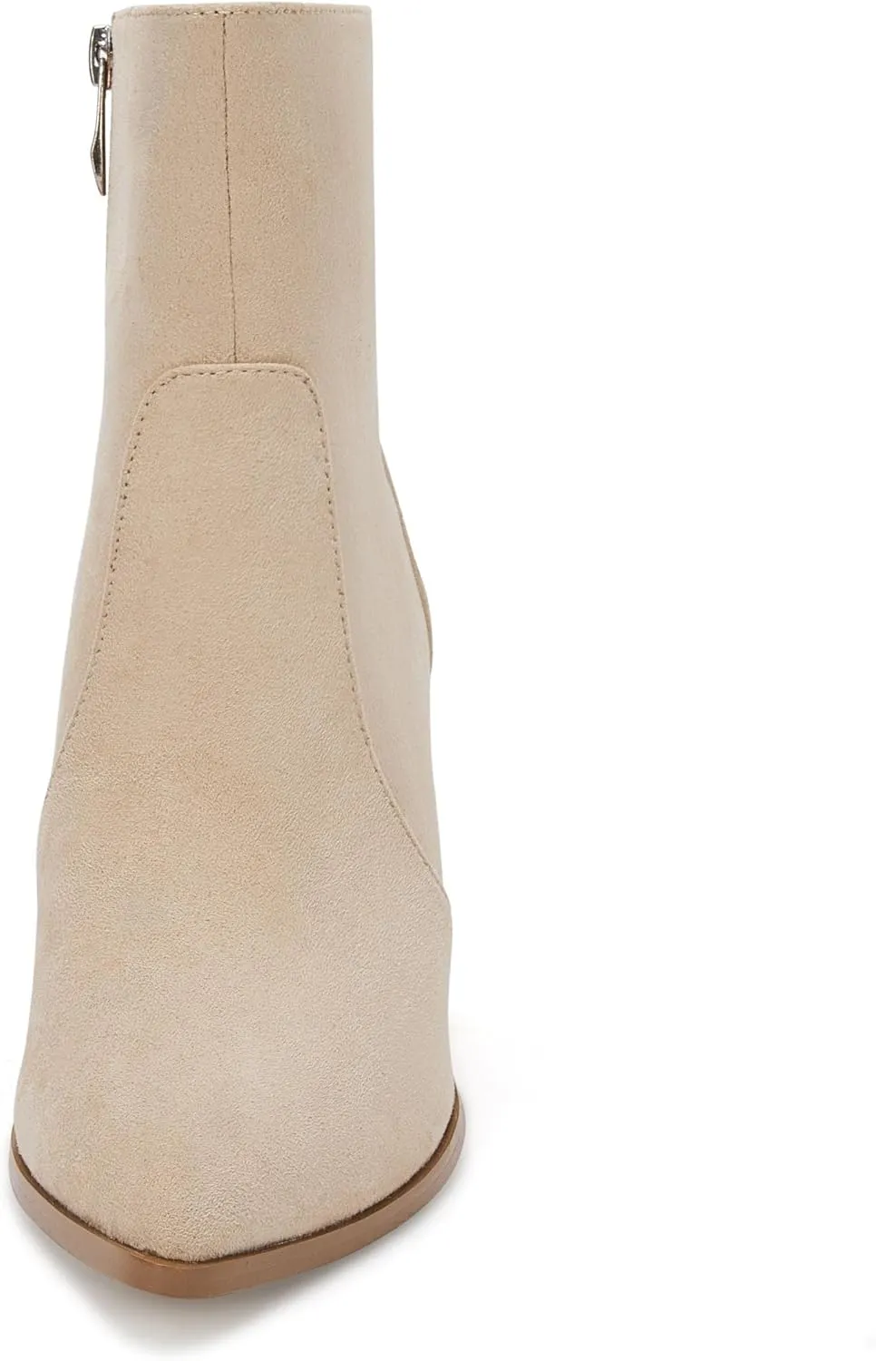 Ermonn Womens Pointed Toe High Heels Ankle Boots Zipper Block Chunky Heel Knit Elastic Fall Winter Dressy Booties
