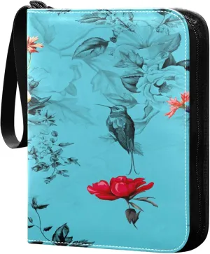 Exnundod 4 Pocket Trading Card Binder Chamomile Poppy Spring, PU Leather Card Collection Binder Colorful Flower 400 Cards Organizer Binder Collectible Trading Card Albums for Sports Game Card
