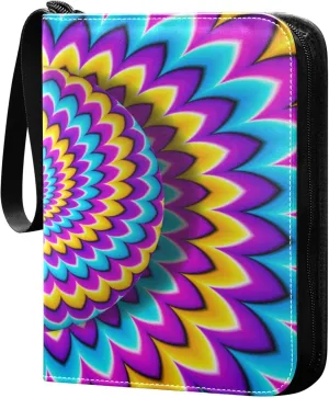 Exnundod 4 Pocket Trading Card Binder Colorful Growing Sphere PU Leather Card Collection Binder Swirl 400 Cards Organizer Binder Collectible Trading Card Albums for Sports Game Card