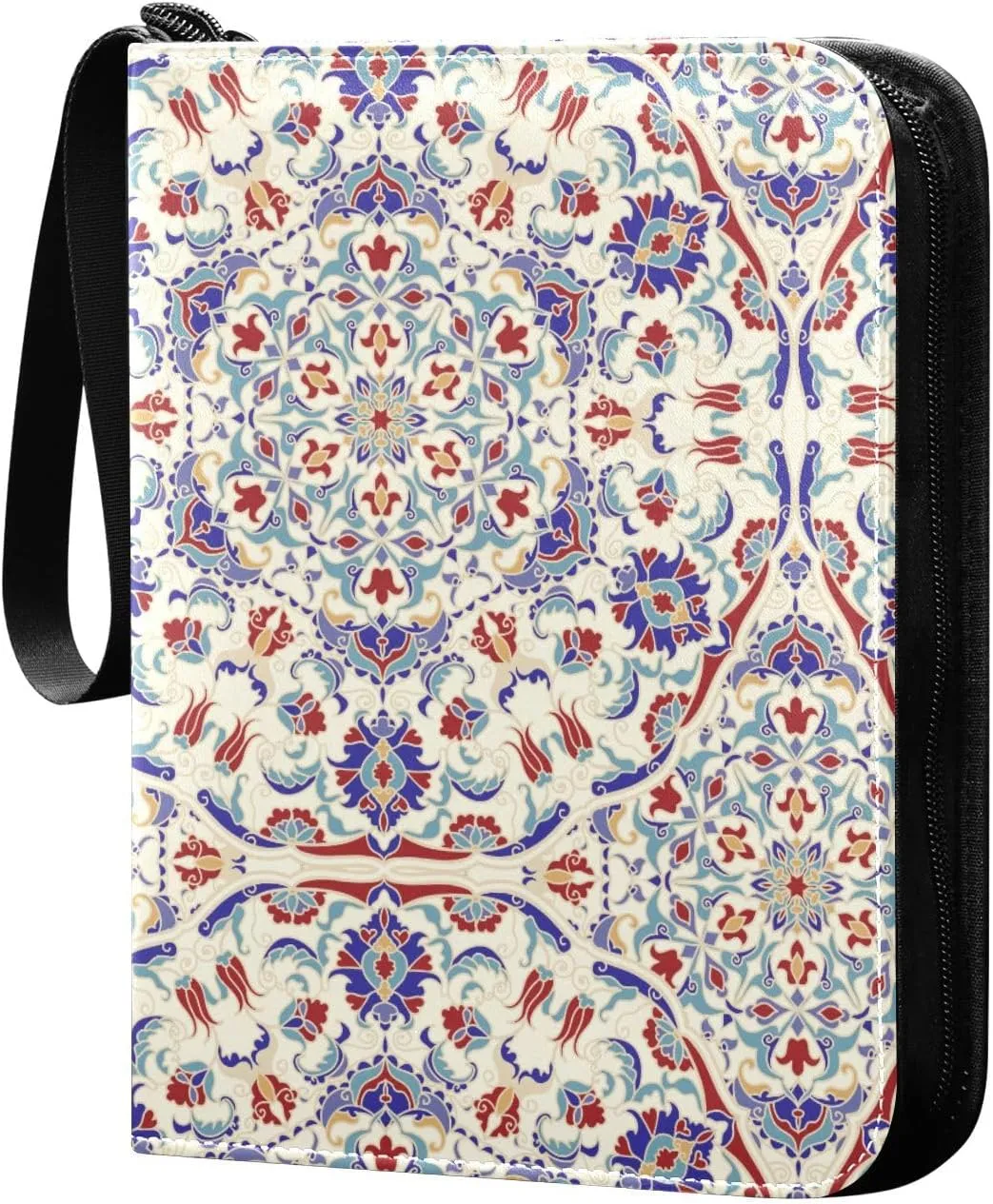 Exnundod Colorful Pattern with Mandalas Trading Card Binder for Cards Card Album 4-Pockets 400 Cards Removable Sleeves PU Baseball Card Holder Football Sports Card Collection