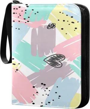 Exnundod Colorful Valentine's Day Trading Card Binder for Cards, Nordic Color Hearts Card Album 4-Pockets for 400 Cards with Removable Sleeves PU Baseball Card Holder Football Sports Card Collection