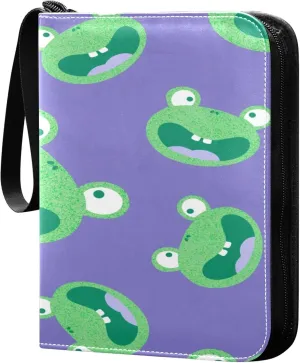Exnundod Comical Cartoon Frogs Trading Card Binder for Cards, Colorful Funny Card Album 4-Pockets for 400 Cards with Removable Sleeves PU Baseball Card Holder Football Sports Card Collection