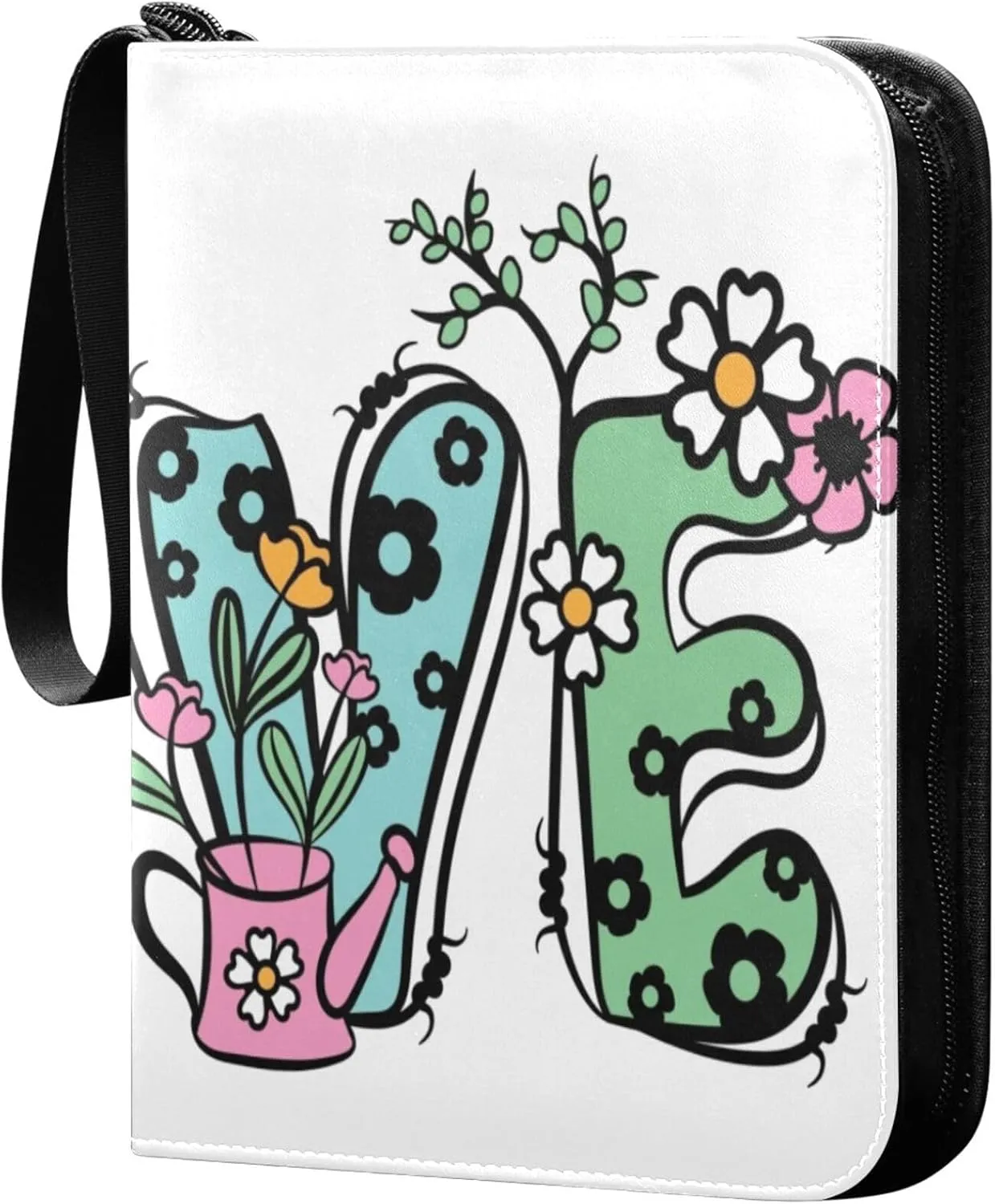 Exnundod Creative Spring Love Trading Card Binder for Cards, Card Album 4-Pockets for 400 Cards with Removable Sleeves PU Baseball Card Holder Football Sports Card Collection