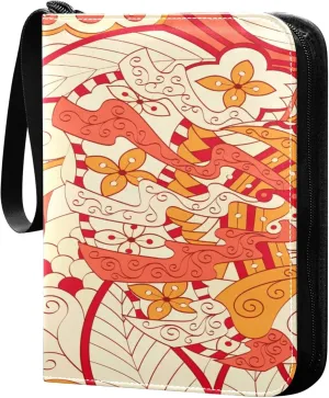 Exnundod Ethnic Colorful Flower Trading Card Binder for Cards, Vintage Card Album 4-Pockets for 400 Cards with Removable Sleeves PU Baseball Card Holder Football Sports Card Collection
