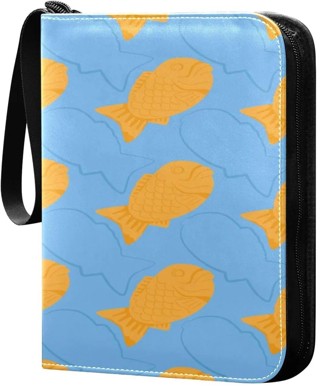Exnundod Sweet Fish-shaped Pastry Trading Card Binder for Cards, Card Album 4-Pockets for 400 Cards with Removable Sleeves PU Baseball Card Holder Football Sports Card Collection