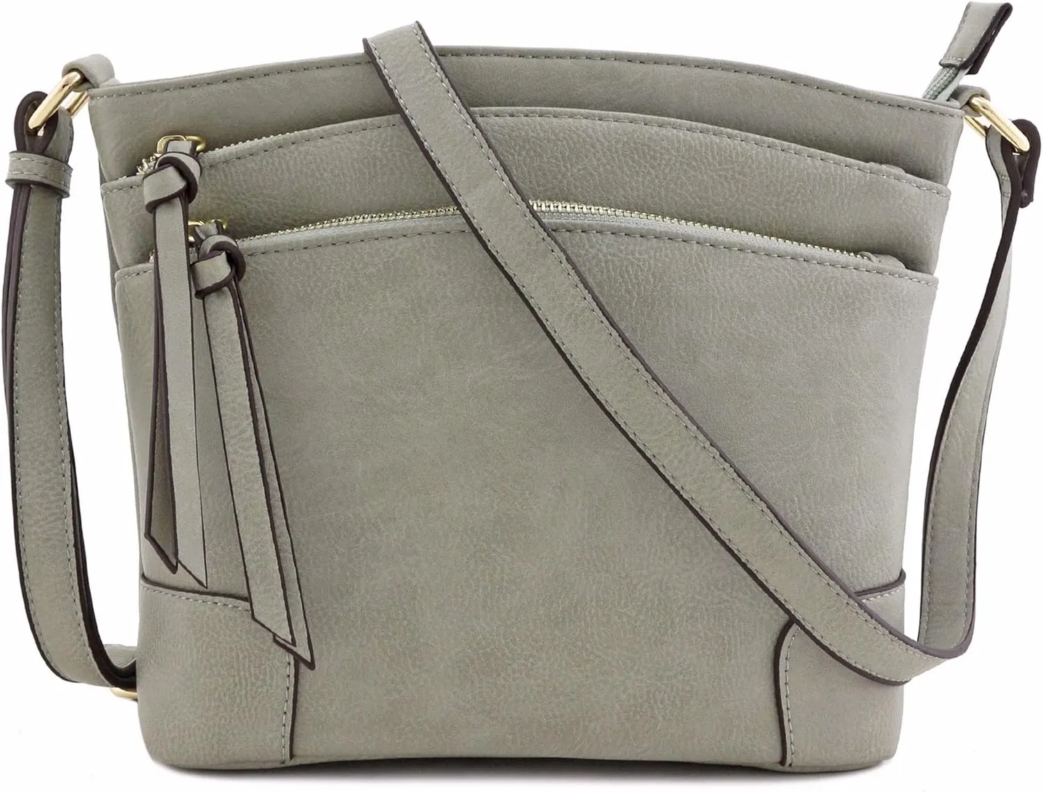 FashionPuzzle Triple Zipper Pocket Medium Crossbody Bag