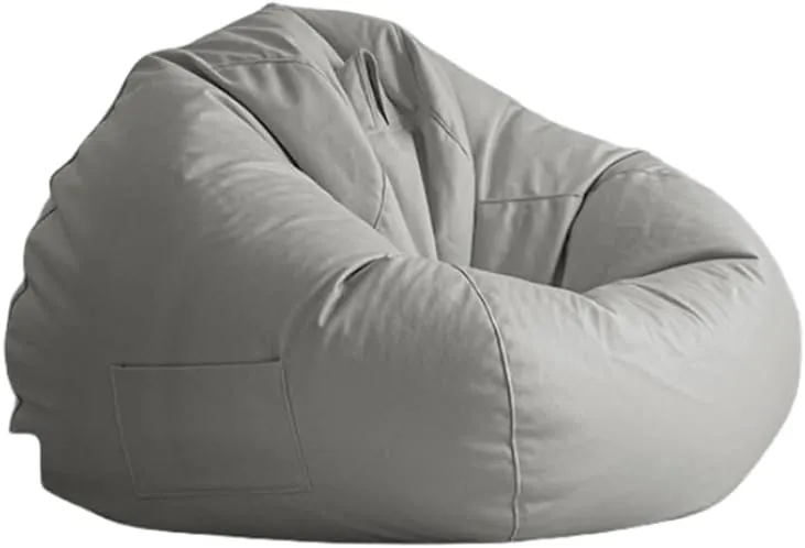 Faux Leather Bean Bag Chair, Comfortable Bean Bag Lounger, Technological Fabrics Breathable and Wear-Resistant Good Skin Feel, for Adult Teen (No Filler),Grey,XXL