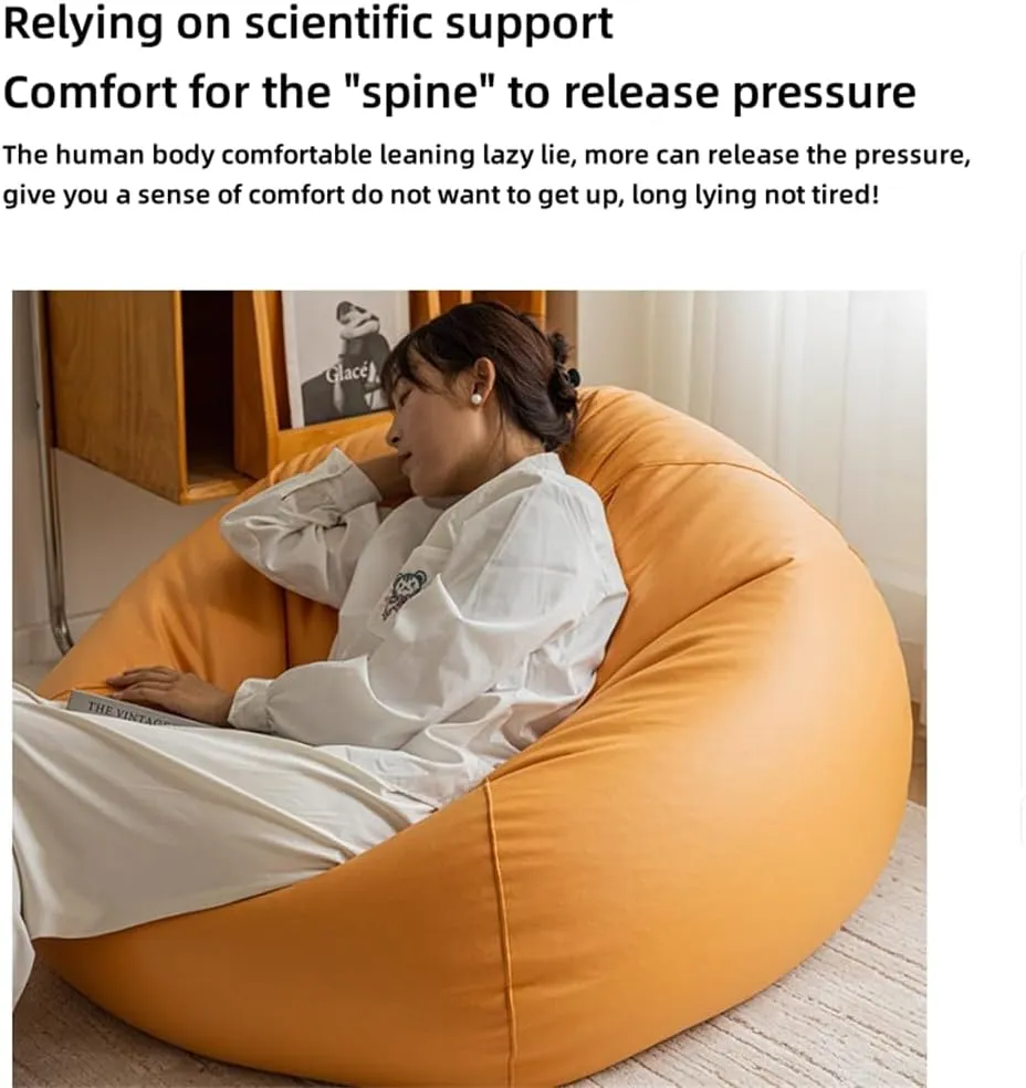 Faux Leather Bean Bag Chair, Comfortable Bean Bag Lounger, Technological Fabrics Breathable and Wear-Resistant Good Skin Feel, for Adult Teen (No Filler),Grey,XXL