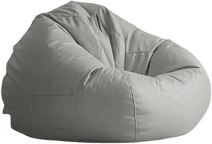 Faux Leather Bean Bag Chair, Comfortable Bean Bag Lounger, Technological Fabrics Breathable and Wear-Resistant Good Skin Feel, for Adult Teen (No Filler),Grey,XXL