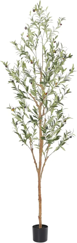 Faux Olive Tree 7ft，Olive Trees Artificial Indoor with Natural Wood Trunk and Realistic Leaves and Fruits. 7 Feet(84in) Fake Olive Tree for Home House Office Décor.