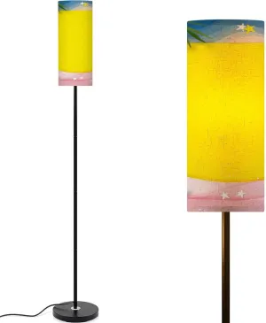 Floor Lamp for Living Room Summer beach vacation holiday theme pink wave layer flat lay paper cut Light Stand Lamp with Remote Control Dimmable LED Tall Lamps for Bedrooms Reading Western Home Decor