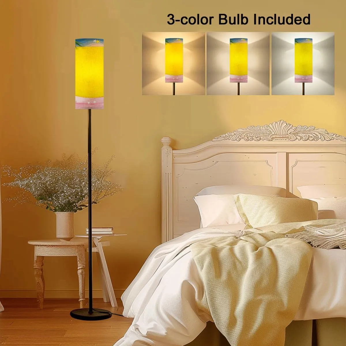 Floor Lamp for Living Room Summer beach vacation holiday theme pink wave layer flat lay paper cut Light Stand Lamp with Remote Control Dimmable LED Tall Lamps for Bedrooms Reading Western Home Decor