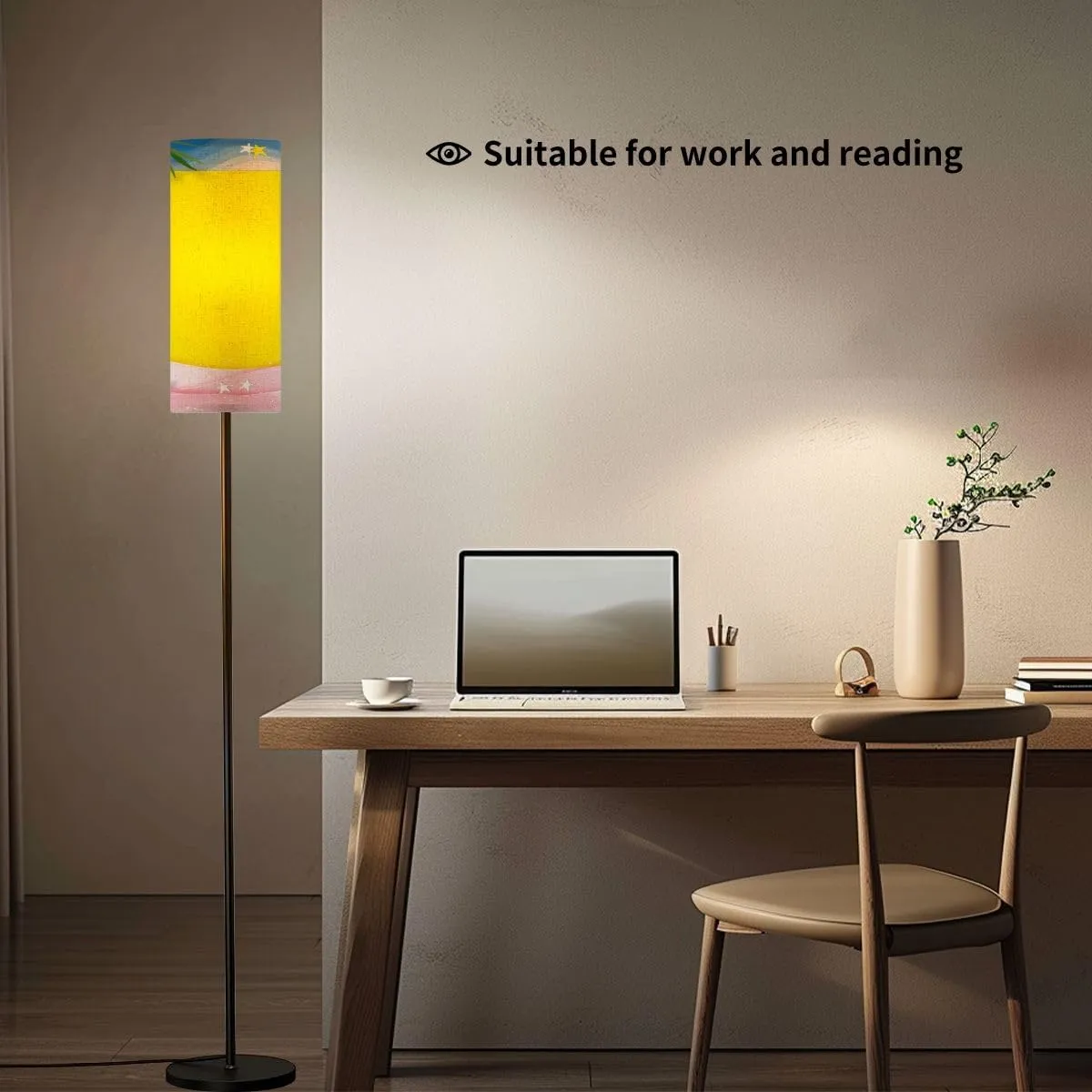 Floor Lamp for Living Room Summer beach vacation holiday theme pink wave layer flat lay paper cut Light Stand Lamp with Remote Control Dimmable LED Tall Lamps for Bedrooms Reading Western Home Decor