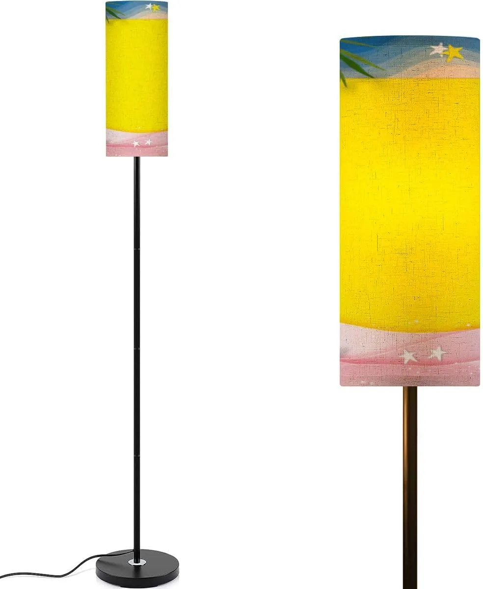 Floor Lamp for Living Room Summer beach vacation holiday theme pink wave layer flat lay paper cut Light Stand Lamp with Remote Control Dimmable LED Tall Lamps for Bedrooms Reading Western Home Decor
