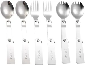 Folding Spoons 12Pcs Portable Folding Spoon Fork Set, Tableware,Dinnerware for Camping Hiking for Thermos Container Food Containers(Spoon Fork Spork)