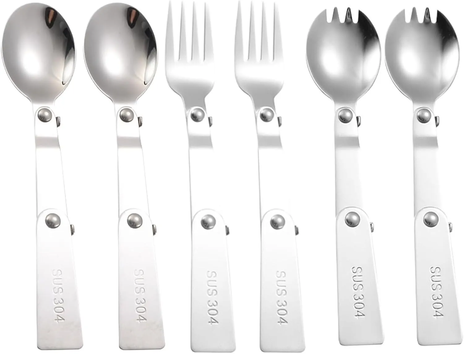 Folding Spoons 12Pcs Portable Folding Spoon Fork Set, Tableware,Dinnerware for Camping Hiking for Thermos Container Food Containers(Spoon Fork Spork)