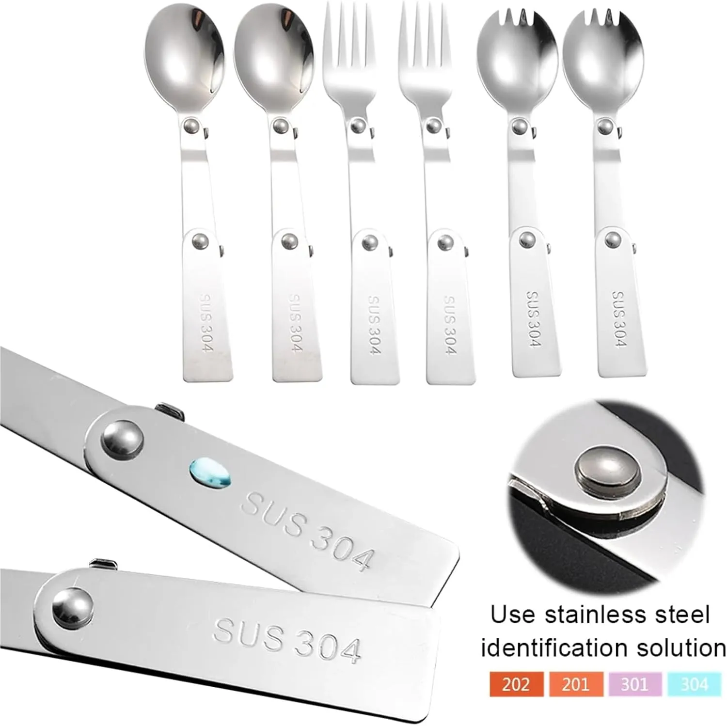 Folding Spoons 12Pcs Portable Folding Spoon Fork Set, Tableware,Dinnerware for Camping Hiking for Thermos Container Food Containers(Spoon)
