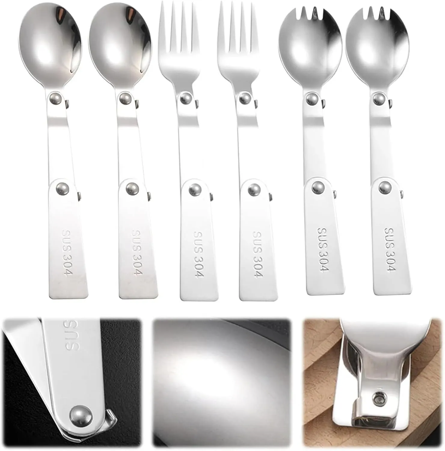 Folding Spoons 12Pcs Portable Folding Spoon Fork Set, Tableware,Dinnerware for Camping Hiking for Thermos Container Food Containers(Spoon)