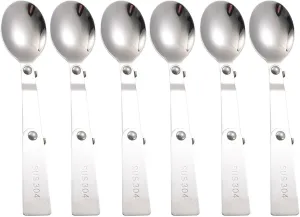 Folding Spoons 12Pcs Portable Folding Spoon Fork Set, Tableware,Dinnerware for Camping Hiking for Thermos Container Food Containers(Spoon)