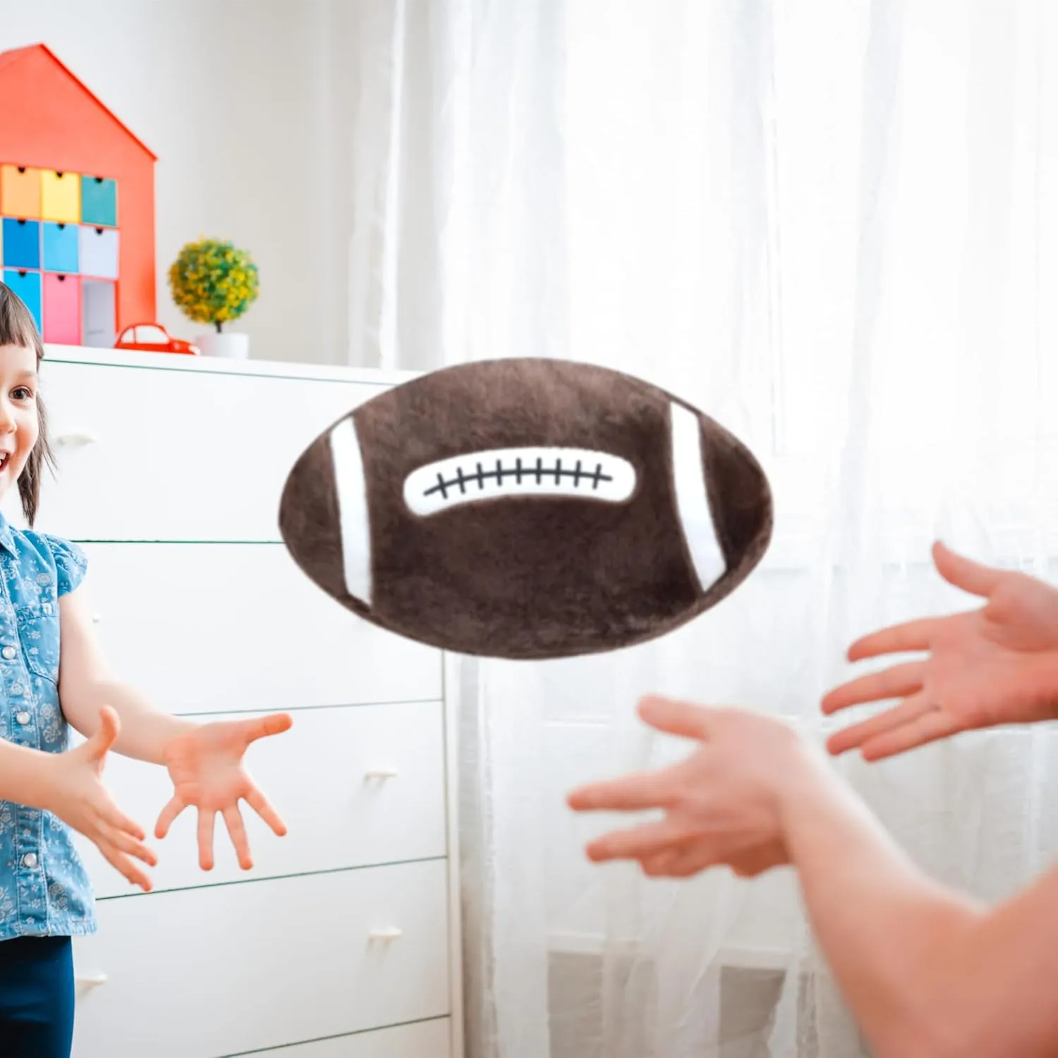 Football Throw Pillow Fluffy Sport Stuffed Football Pillow Soft Durable Sports Toy Gift for Kids Room Decor Winter Style