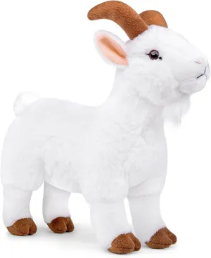 FRANKIEZHOU Lifelike Goat Stuffed Animal- White 11.5", Soft Sheep Model Plush Toy,Girl Toys,Gifts for Kids,Cudding Toy