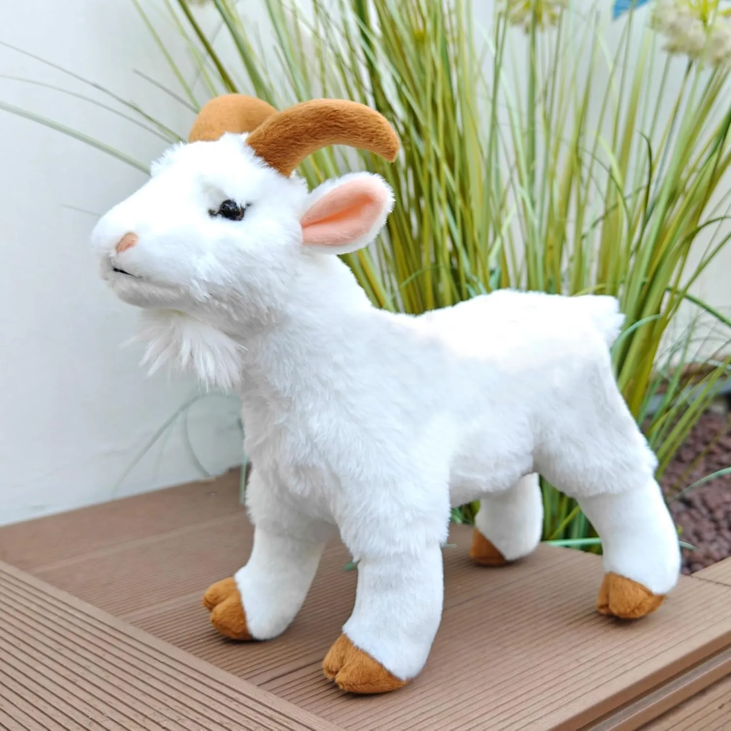 FRANKIEZHOU Lifelike Goat Stuffed Animal- White 11.5", Soft Sheep Model Plush Toy,Girl Toys,Gifts for Kids,Cudding Toy