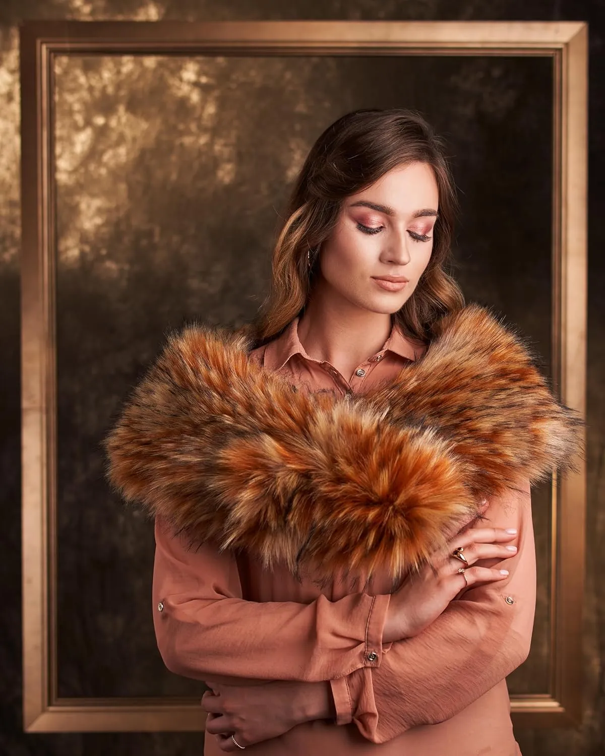 Futrzane Classic Shawl - Faux Fur Stoles Wraps for Women - Large Fake Fur Scarf