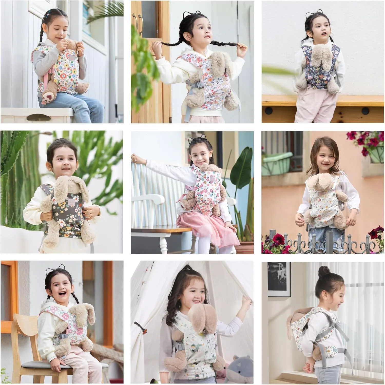 GAGAKU Reborn Baby Doll Carrier Baby Girl Carrier Baby Alive Stuffed Animal Doll Carriers for Little Girls - Pink Peony