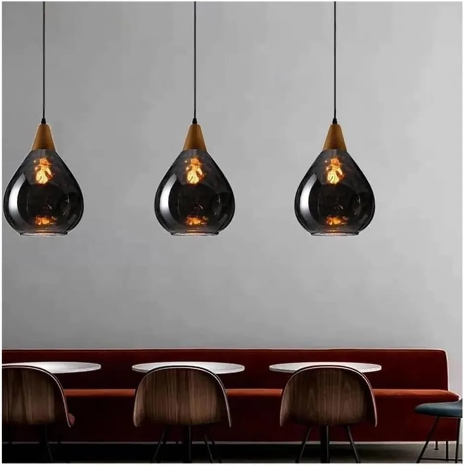 Garden parasols Creative Spherical Glass Pendant Light Single Head Chandelier Height Adjustable Hanging Wire LED Warm Light 3000K Lighting Fixture for Restaurant Bar Coffee Shop Dining Room Living