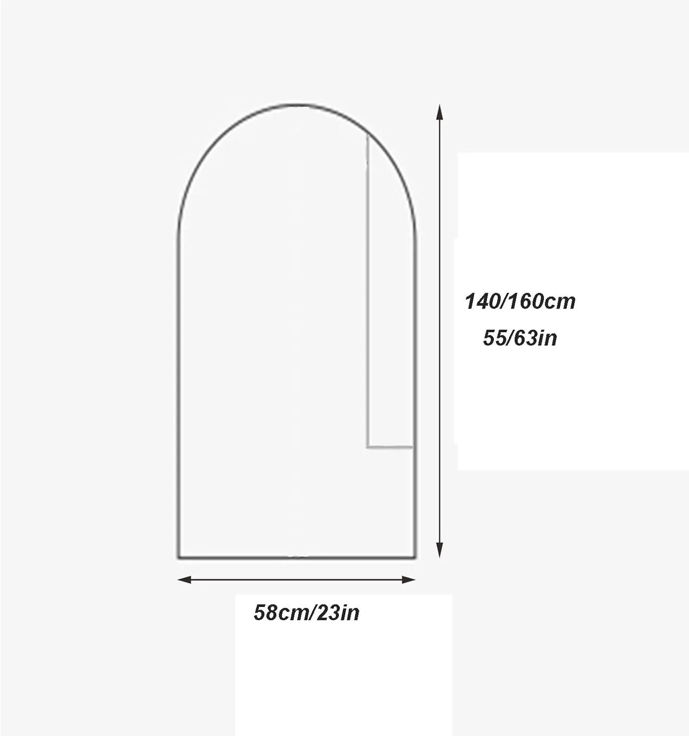 Garment Bag Suit Bag for Storage and Travel, Garment Covers with Zipper and Visible Transparent Window for Dresses, Suits, Coats, and More(Gray,58x160cm/23x63in)