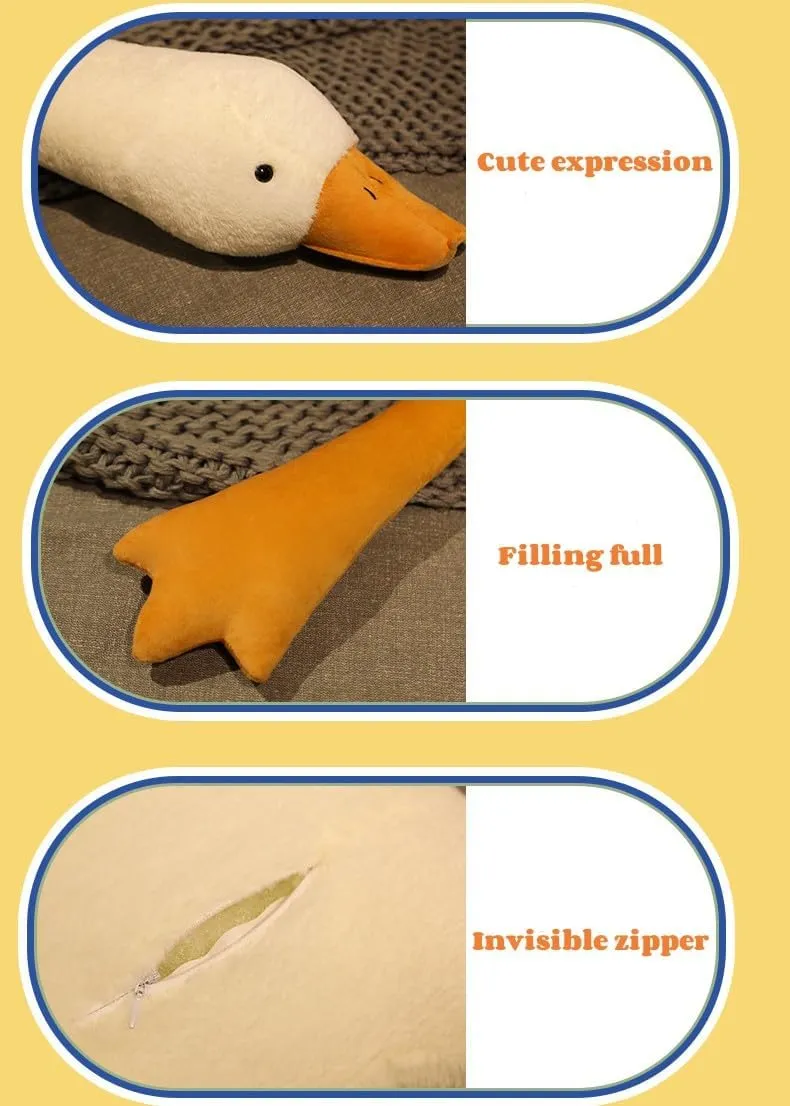 Giant Goose Stuffed Animal, 74.8 Inch Soft White Goose Plush Pillow, Cute Duck Plush Toy Swan Plushie Doll Sleeping Hugging Pillows Gift for Girls Boys