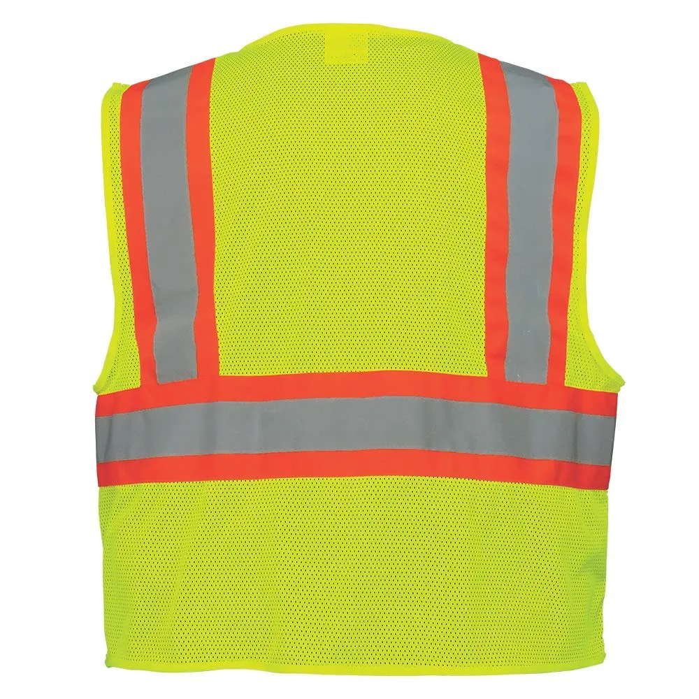 Global Glove GLO-002V FrogWear Lightweight Polyester Class 2 Mesh Safety Vest with Silver Reflective Material, Fits Large and Extra Large, Lime Green (Case of 50)