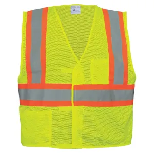Global Glove GLO-002V FrogWear Lightweight Polyester Class 2 Mesh Safety Vest with Silver Reflective Material, Fits Large and Extra Large, Lime Green (Case of 50)