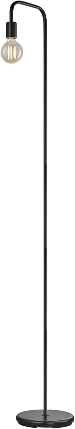 Globe Electric 12937 Holden 70" Floor Lamp, Black, Satin Finish, In-Line On/Off Foot Switch