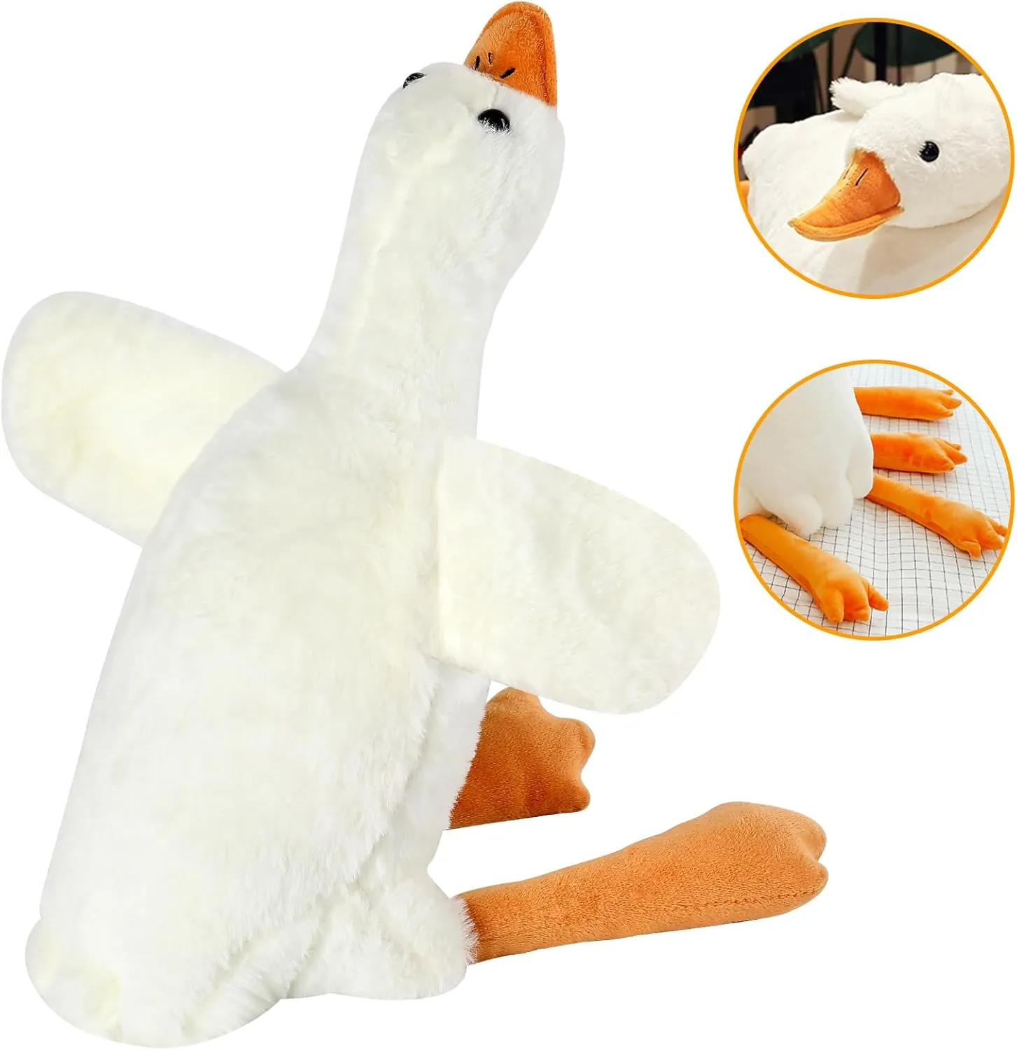 Goose Stuffed Animal 20 Inch Plush Toy, 1.4 lbs Cute Duck Stuffed Animal, Plush Soft Plushies Pillow Doll Toys, Gift for Anxiety Kids and Friends, White