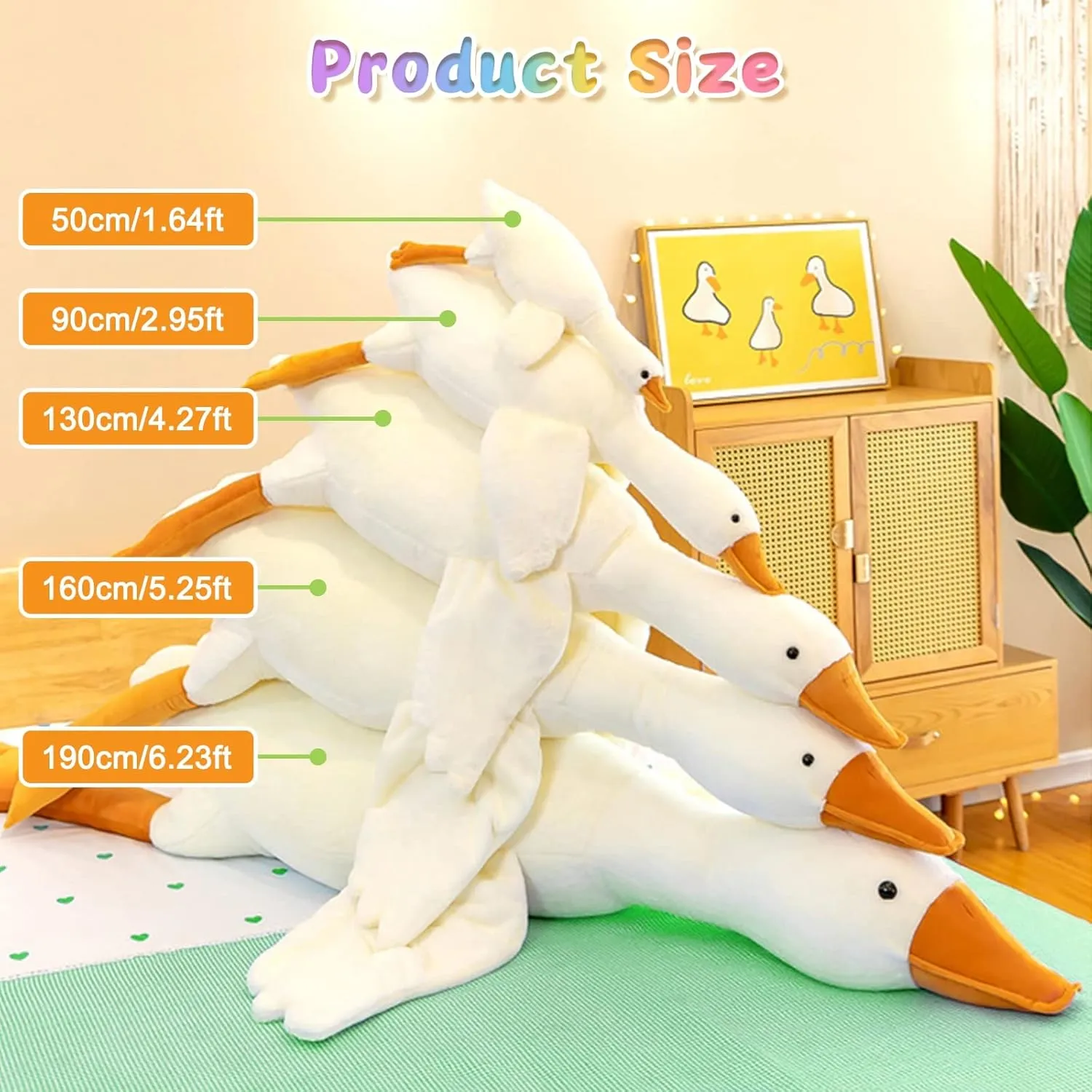 Goose Stuffed Animal 20 Inch Plush Toy, 1.4 lbs Cute Duck Stuffed Animal, Plush Soft Plushies Pillow Doll Toys, Gift for Anxiety Kids and Friends, White