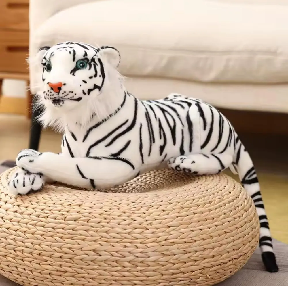 GracesDawn Stuffed Animals-Tiger 26.8 inches (Including Tail Size), Plush Animal Cat for Jungle Theme, Decoration, Cuddling, Ideal Gift for Children (White Tiger)