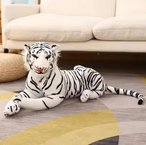 GracesDawn Stuffed Animals-Tiger 26.8 inches (Including Tail Size), Plush Animal Cat for Jungle Theme, Decoration, Cuddling, Ideal Gift for Children (White Tiger)