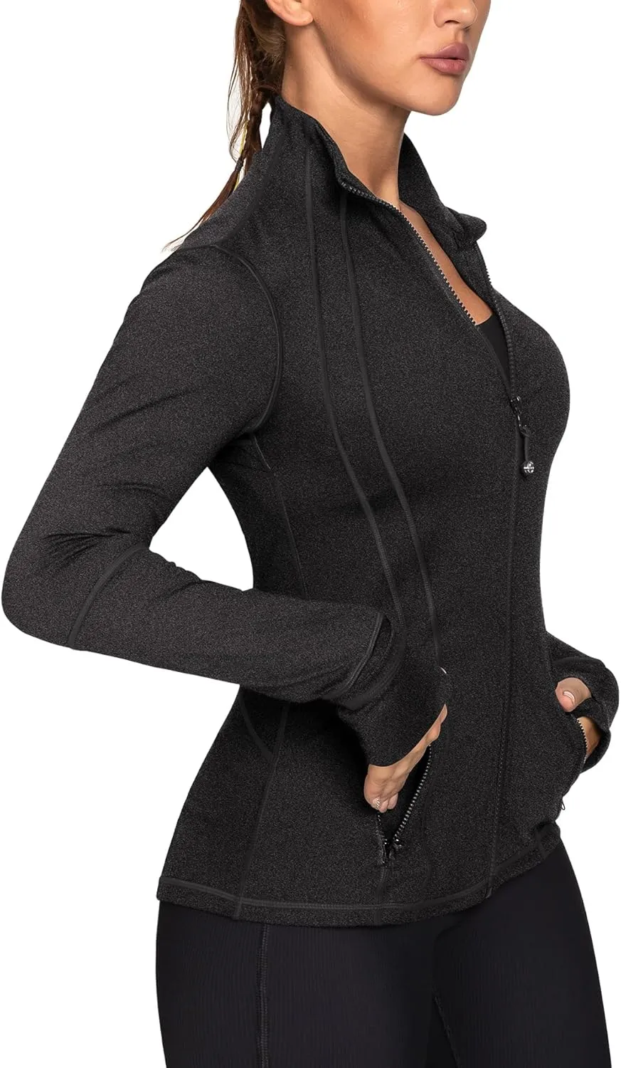 GYM RAINBOW Women's Lightweight Running Jackets Cottony-Soft 4-Way Stretch Zip up Slim Fit Workout Yoga Athletic Jacket