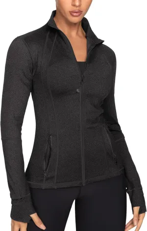GYM RAINBOW Women's Lightweight Running Jackets Cottony-Soft 4-Way Stretch Zip up Slim Fit Workout Yoga Athletic Jacket