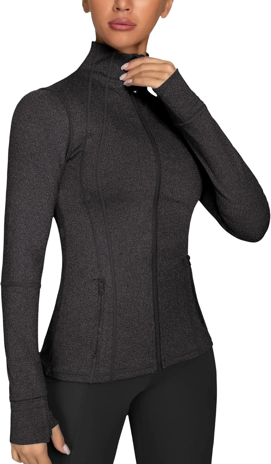 GYM RAINBOW Women's Lightweight Running Jackets Cottony-Soft 4-Way Stretch Zip up Slim Fit Workout Yoga Athletic Jacket